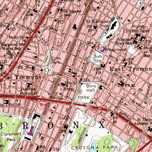 Topographic Map of Fortyeighth Precinct Police Station, NY