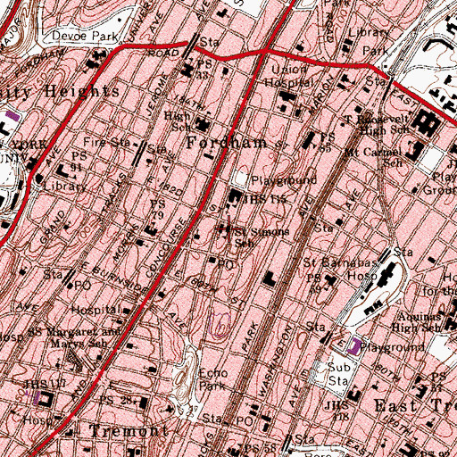 Topographic Map of Church of Saint Simon, NY