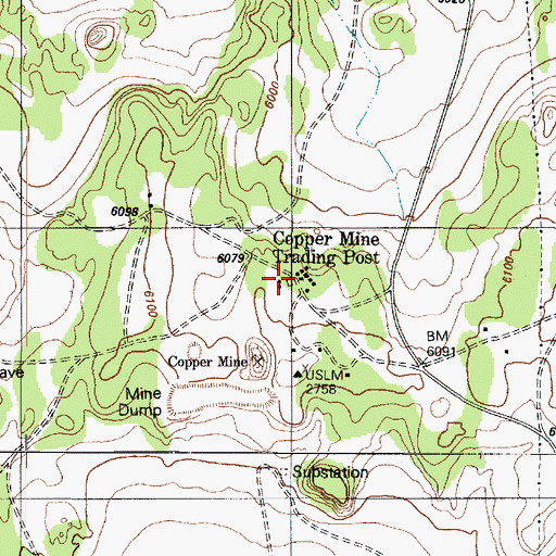 Topographic Map of Cooper Mine Trading Post, AZ