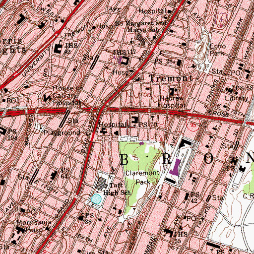 Topographic Map of Mount Eden Center Synagogue, NY