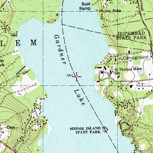 Topographic Map of Gardner Lake, CT