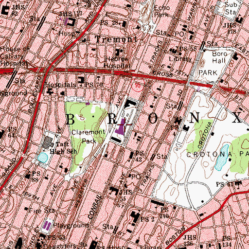 Topographic Map of Intermediate School 147 Diana Sands School (historical), NY