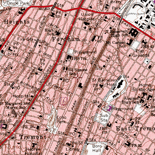 Topographic Map of Intermediate School 137, NY
