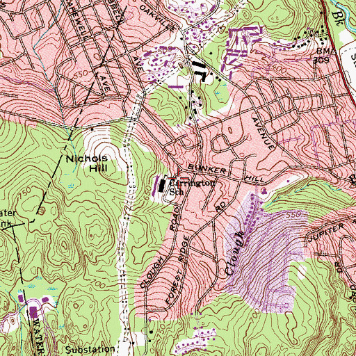 Topographic Map of Garrington School, CT