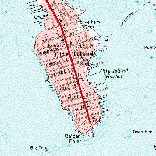Topographic Map of City Island Station Bronx Post Office, NY