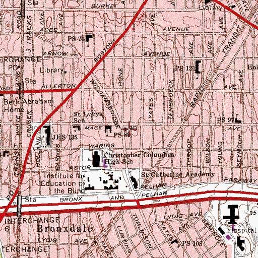 Topographic Map of Esplande Station Bronx Post Office, NY