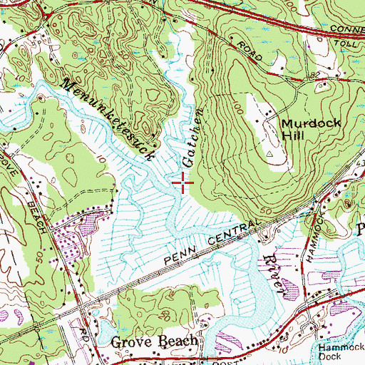 Topographic Map of Gatchen Creek, CT