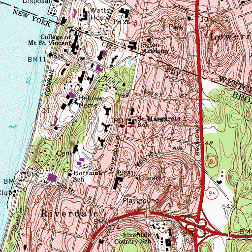 Topographic Map of Riverdale Station Bronx Post Office, NY