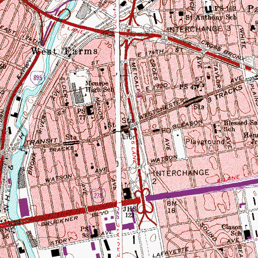 Topographic Map of Clasons Point Branch New York Public Library, NY