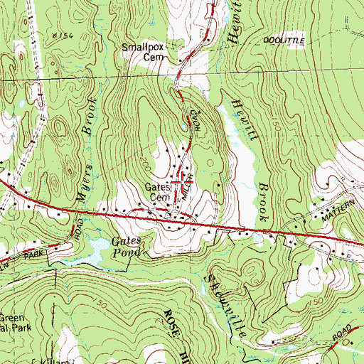 Topographic Map of Gates Cemetery, CT