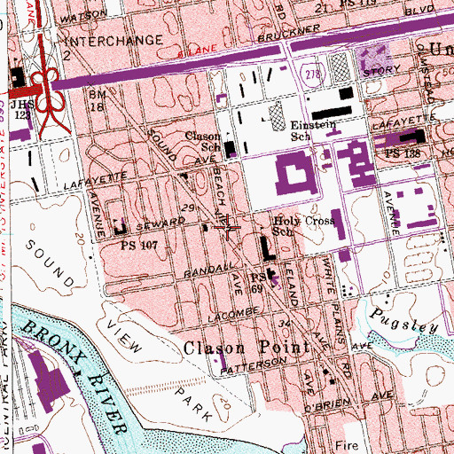 Topographic Map of Soundview Branch New York Public Library, NY