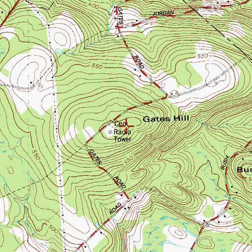 Topographic Map of Gates Hill, CT