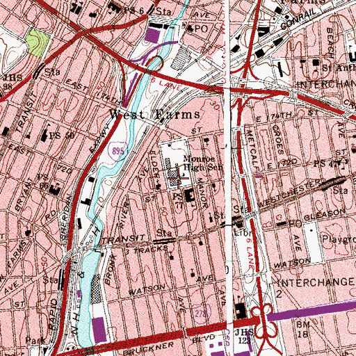 Topographic Map of Bronx Little School, NY
