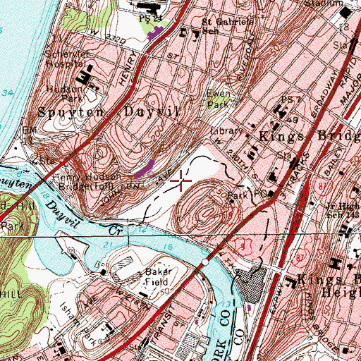 Topographic Map of Bronx Theatre High School, NY