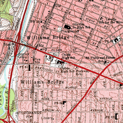 Topographic Map of Community High School of Social Justice, NY