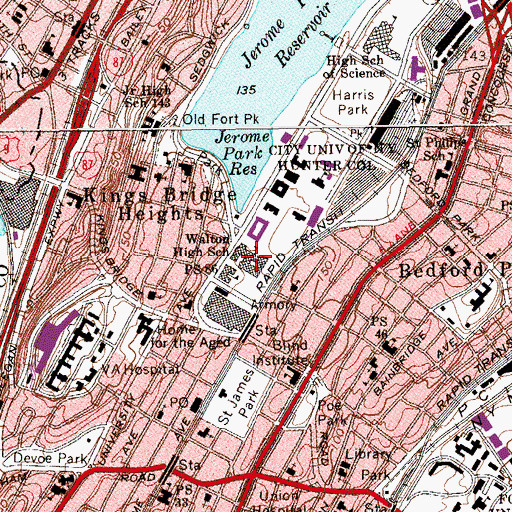 Topographic Map of Discovery High School, NY