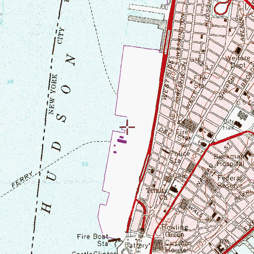 Topographic Map of Pier 13 (historical), NY