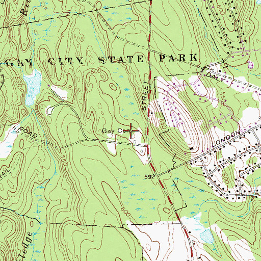 Topographic Map of Gay Cemetery, CT