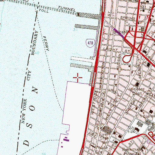 Topographic Map of Pier 22 (historical), NY