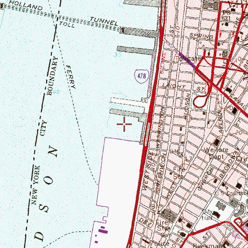 Topographic Map of Pier 23 (historical), NY