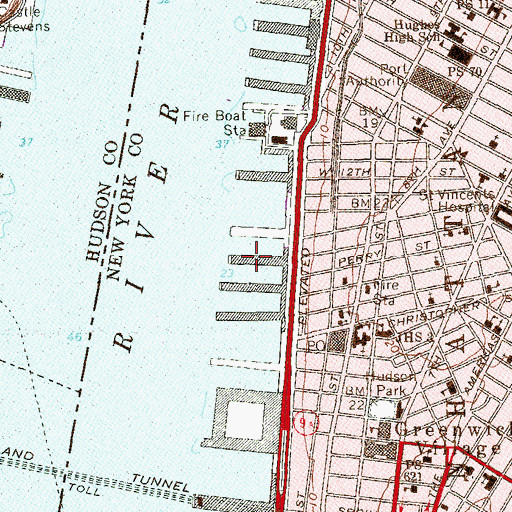 Topographic Map of Pier 48, NY