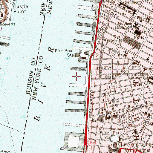 Topographic Map of Pier 50 (historical), NY