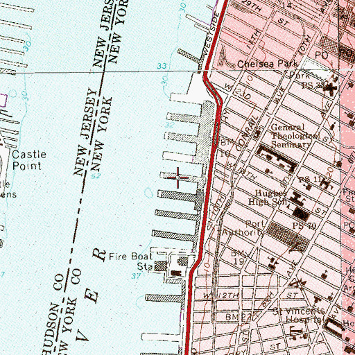 Topographic Map of Pier 58, NY