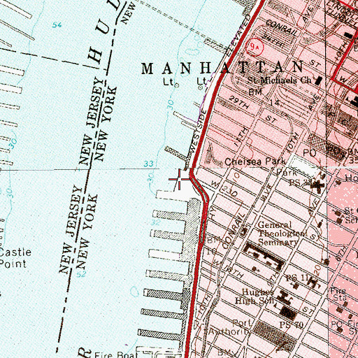 Topographic Map of Pier 63 (historical), NY