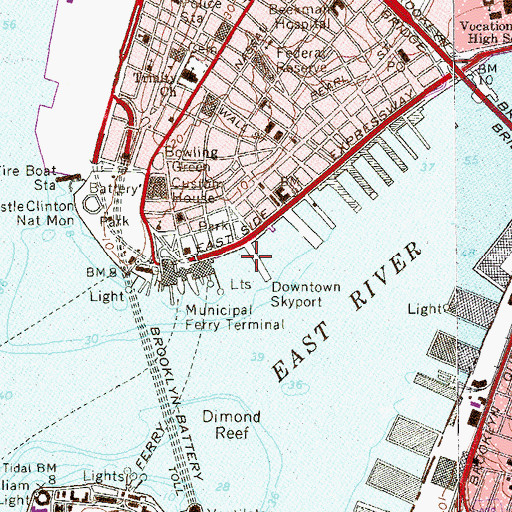 Topographic Map of Pier 6, NY