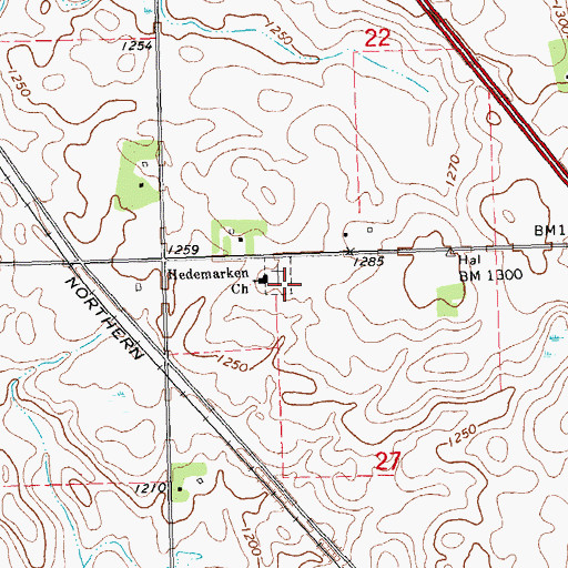 Topographic Map of Hedemarken Lutheran Church Cemetery, MN