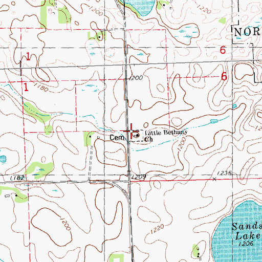 Topographic Map of Little Bethany Cemetery, MN