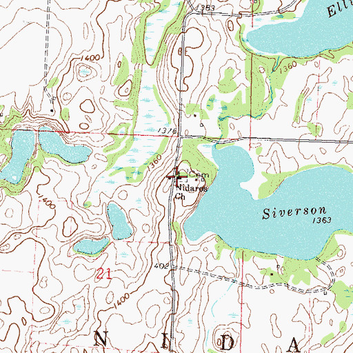 Topographic Map of Vestre Nidaaros Lutheran Church Cemetery, MN