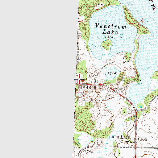 Topographic Map of Scandinavian Christian Mission Church Cemetery, MN