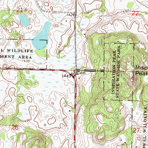 Topographic Map of Inspiration Peak Cemetery, MN
