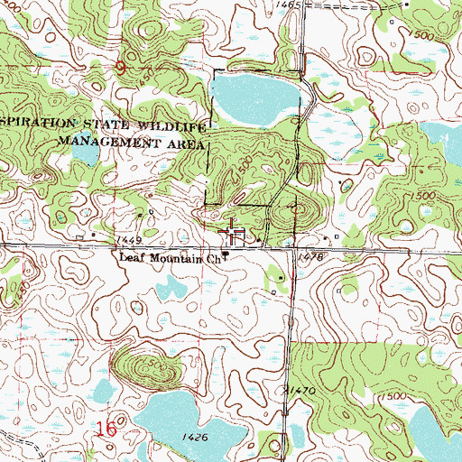 Topographic Map of Leaf Mountain Lutheran Cemetery, MN