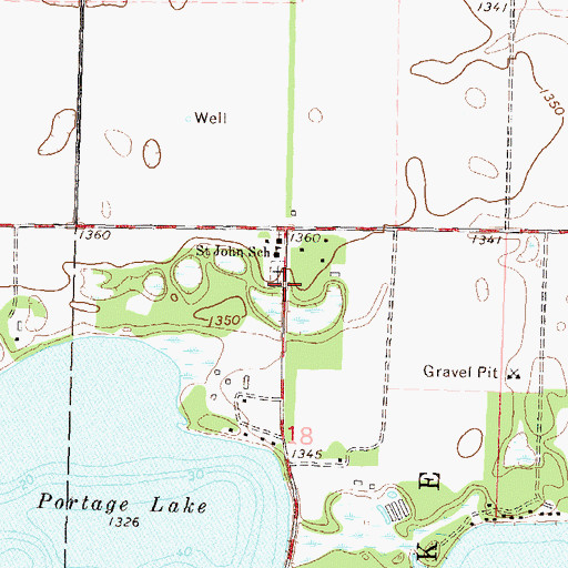 Topographic Map of Saint John's Lutheran Church Cemetery, MN
