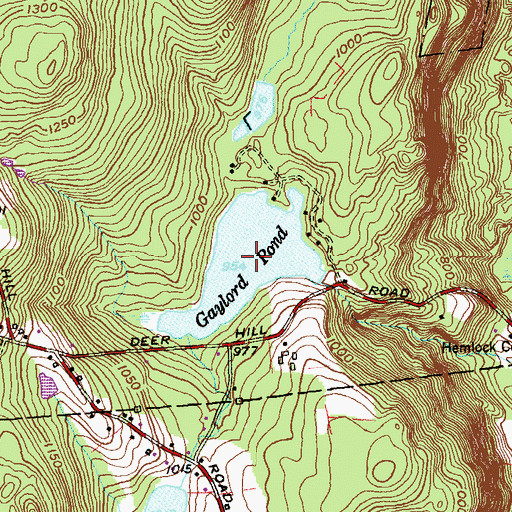 Topographic Map of Gaylord Pond, CT