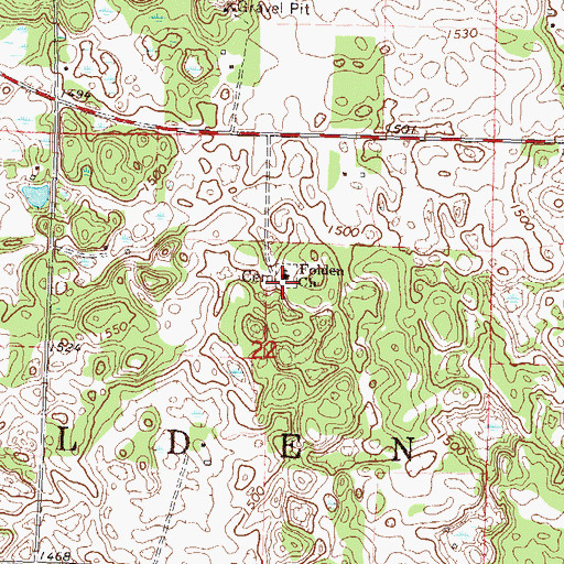 Topographic Map of Folden Cemetery, MN