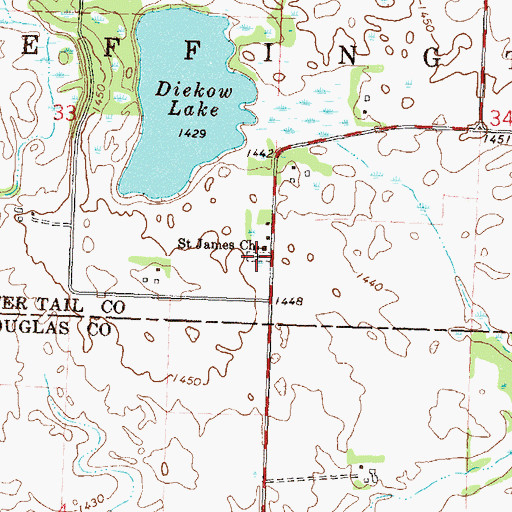 Topographic Map of Saint James Cemetery, MN