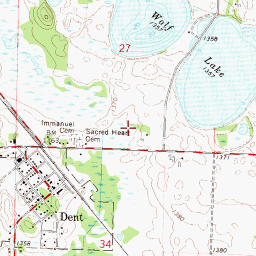 Topographic Map of Pleasant Hill Cemetery, MN