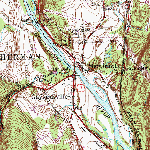 Topographic Map of Gaylordsville, CT