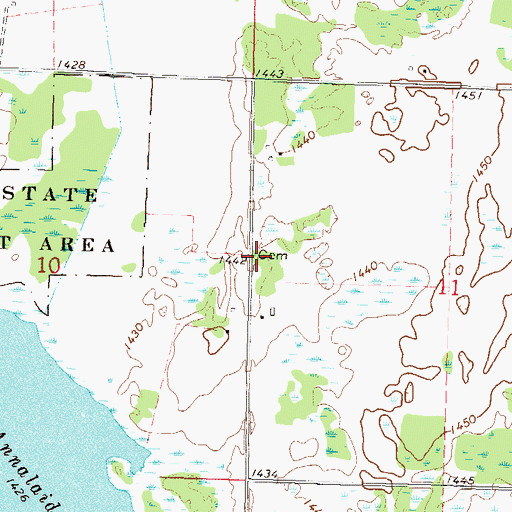 Topographic Map of Oak Grove Cemetery, MN