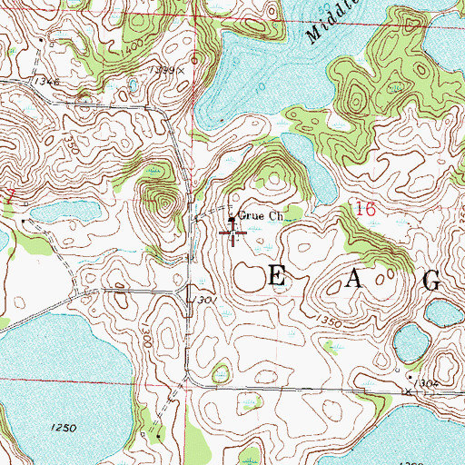 Topographic Map of Grue Cemetery, MN