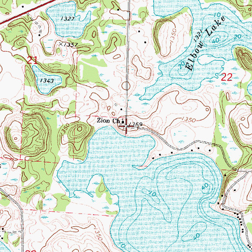 Topographic Map of Zion Cemetery, MN