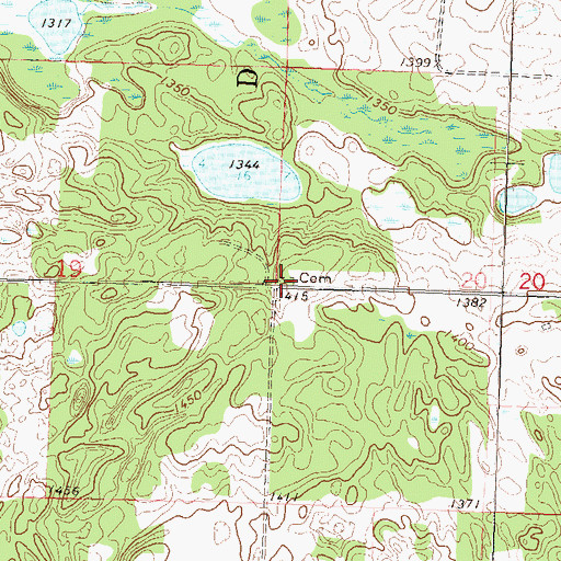 Topographic Map of West Dora Cemetery, MN