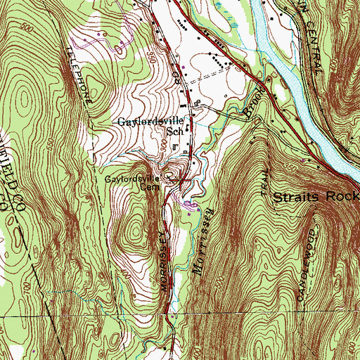 Topographic Map of Gaylordsville Cemetery, CT