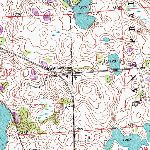Topographic Map of First Lutheran Cemetery, MN