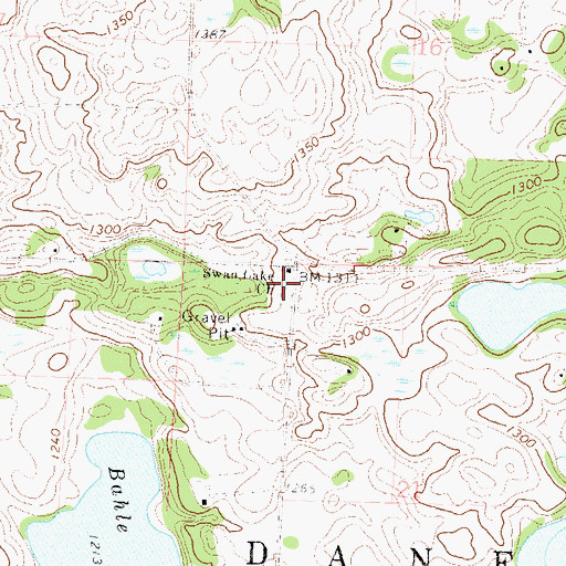 Topographic Map of Swan Lake Cemetery, MN