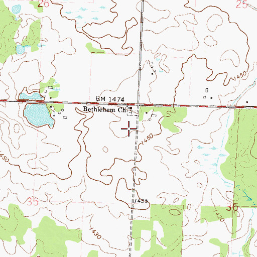 Topographic Map of Bethlehem Cemetery, MN