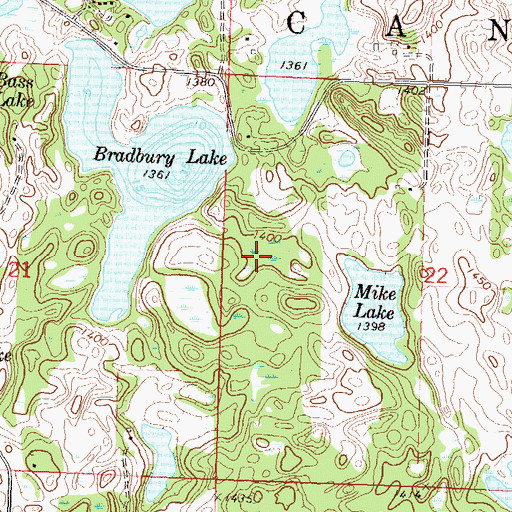 Topographic Map of Bradbury Post Office, MN